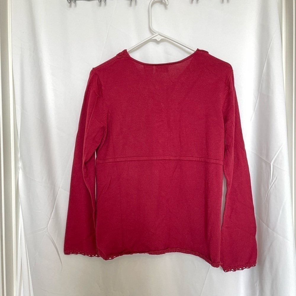 Genuine Sonoma/ Red light sweater with crochet accent - Picture 3 of 5
